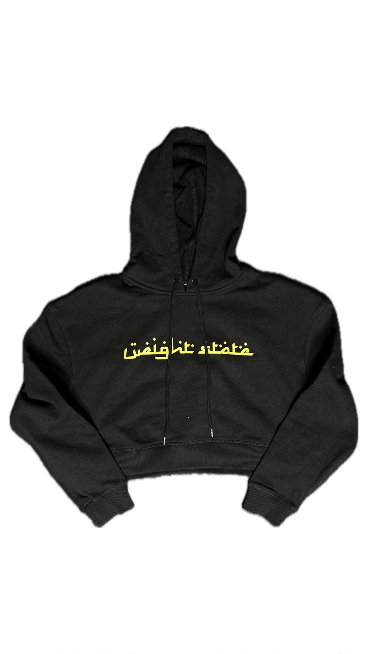 Black Arabic Crop Top Hoodie