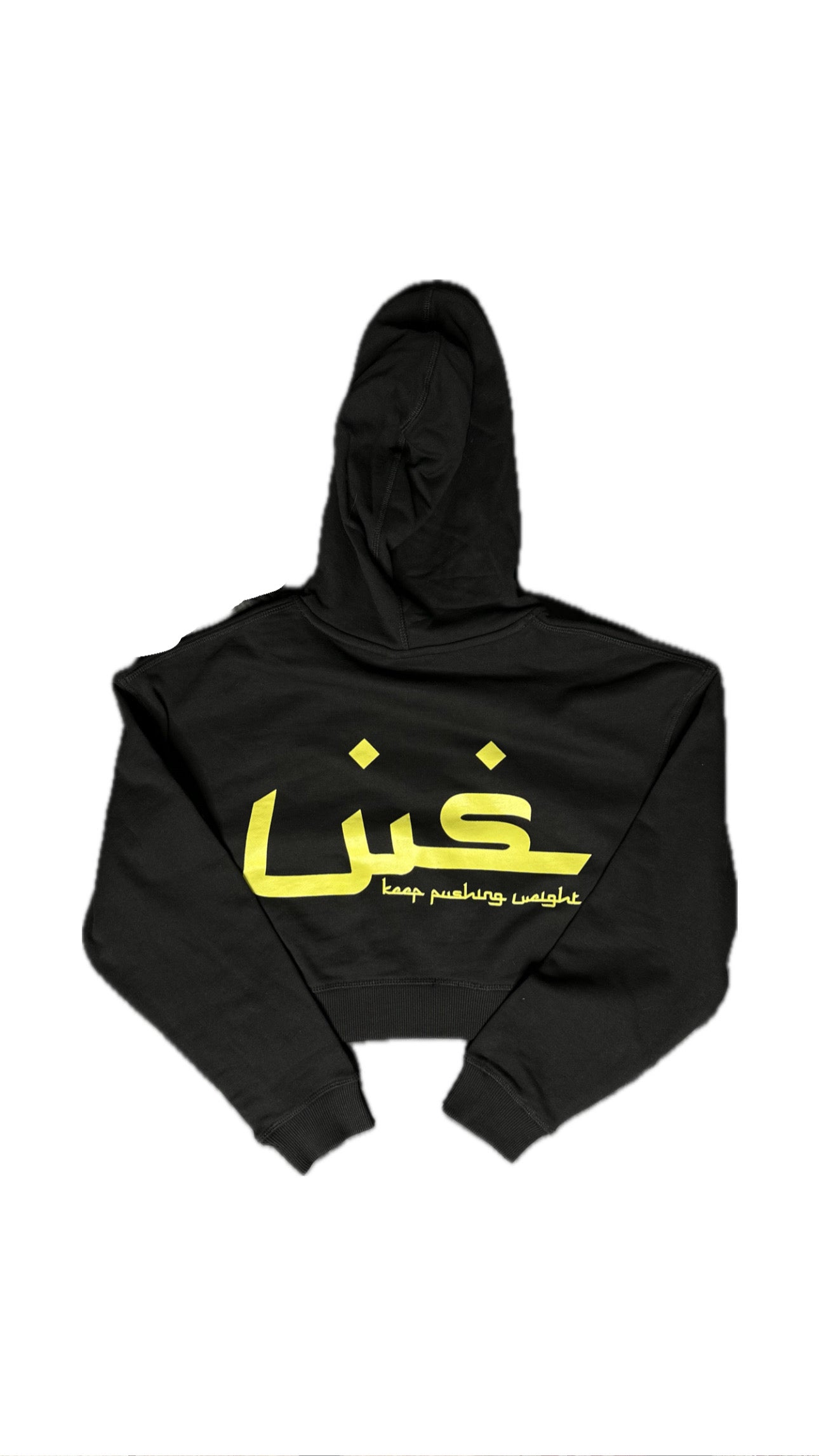 Black Arabic Crop Top Hoodie